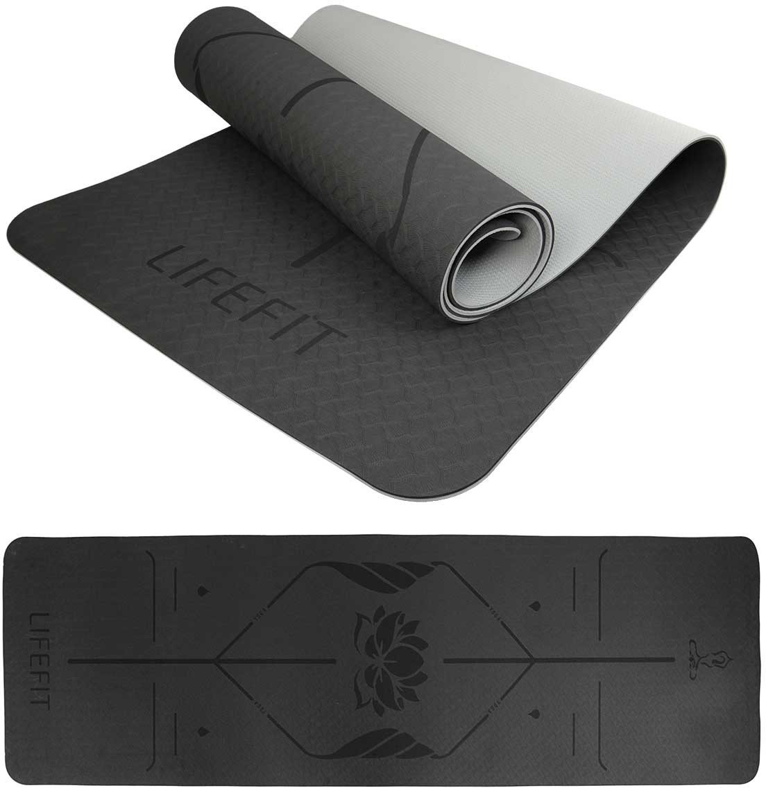 LIFEFIT YOGA MAT LOTOS DUO, 183 × 58 × 0,6 cm, čierna Jogamatka