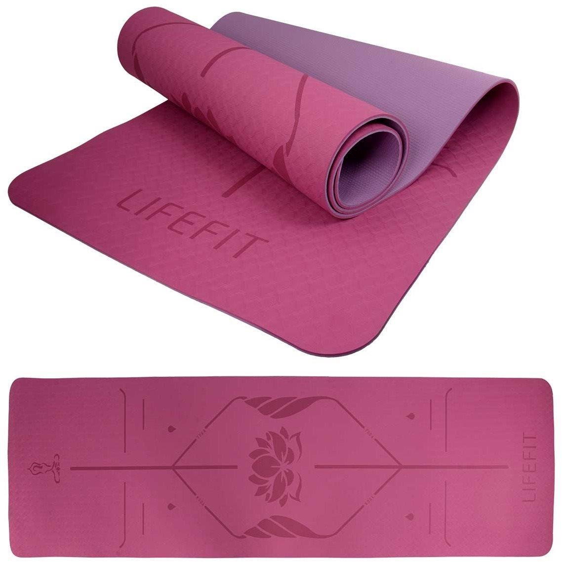 LIFEFIT YOGA MAT LOTOS DUO, 183 × 58 × 0,6 cm, bordó Jogamatka
