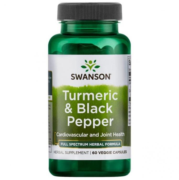 Swanson Turmeric & Black Pepper (Kurkuma a černý pepř), 60...