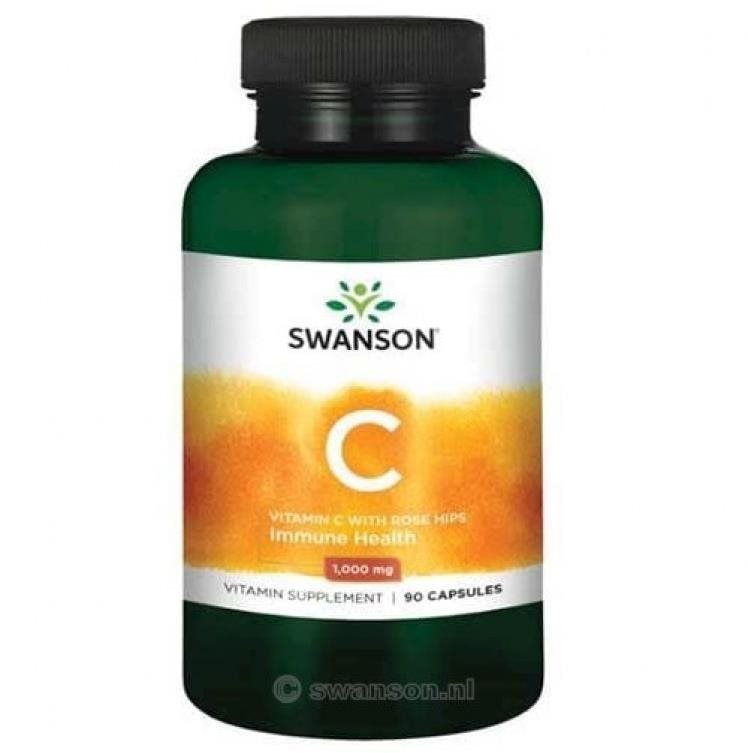 Swanson Vitamin C + Extrakt z Šípků, 1000 mg, 90 kapslí Vitamín C