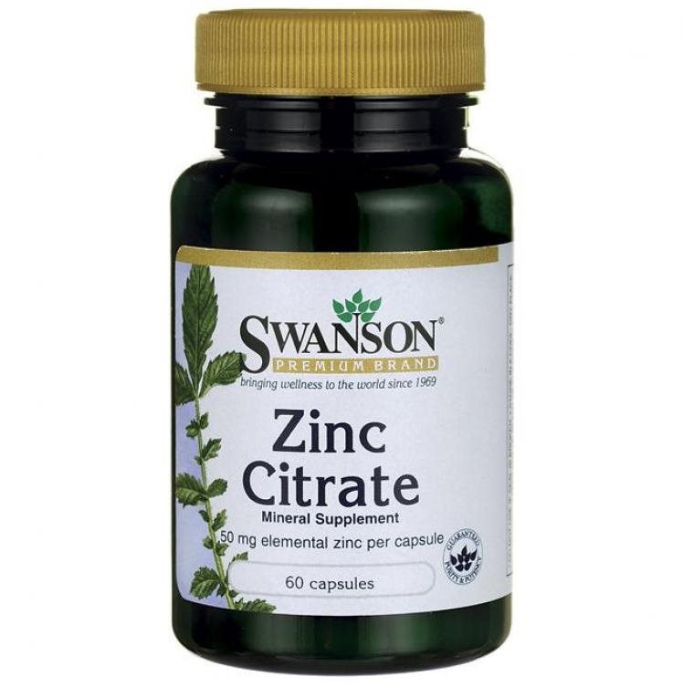 Swanson Zinc Citrate, Zinek Citrát, 50 mg, 60 kapslí Zinek