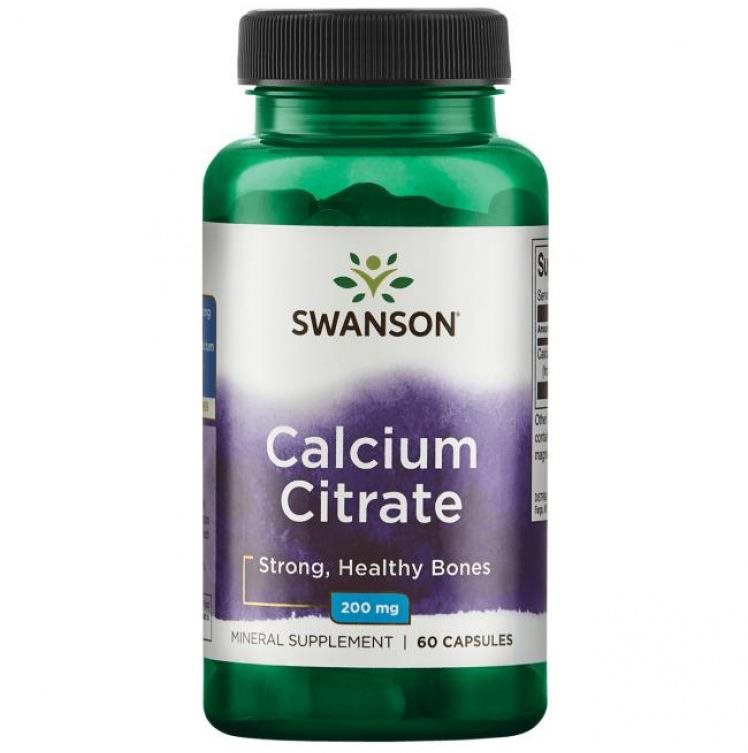 Swanson Calcium Citrate (Vápník Citrát), 200 mg, 60 kapslí Vápník