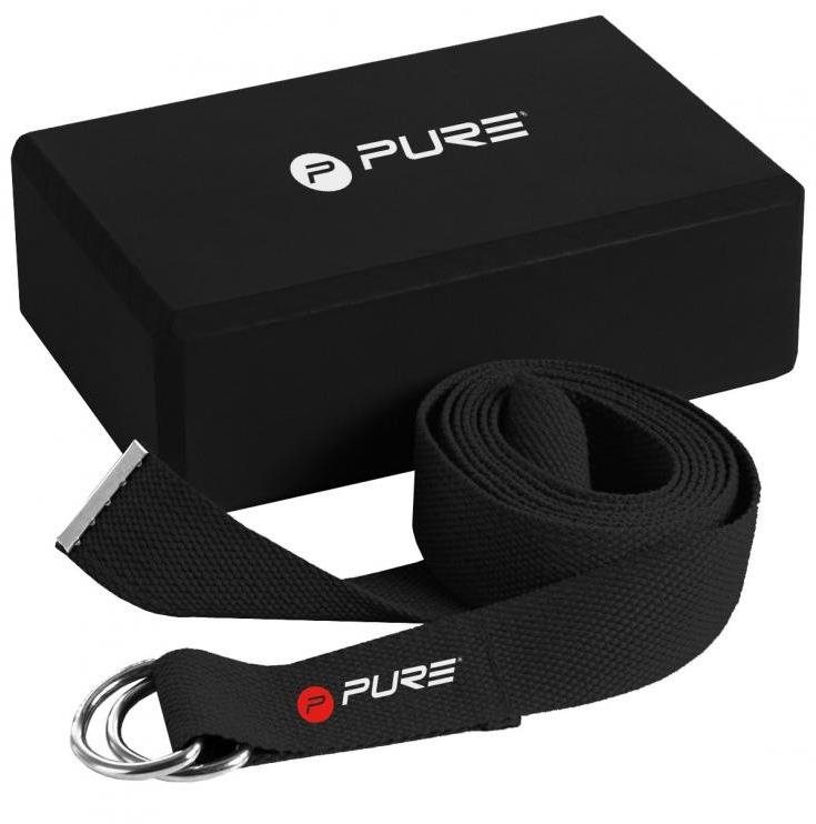 Pure2Improve Yoga set Kostka + Popruh černý Sada na cvičení