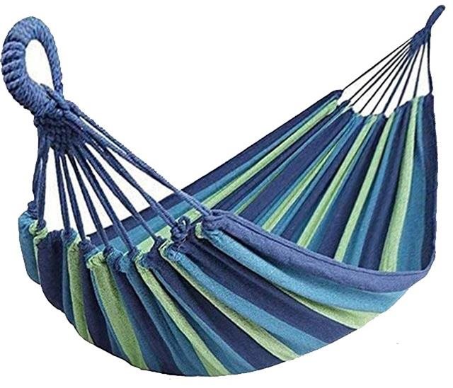 4Sleep Závěsná houpací síť, modrý pruh Hamaka