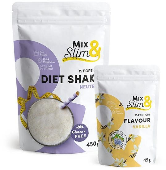 Mix & Slim Dietní koktejl vanilková příchuť 450 g (15 porcí)...