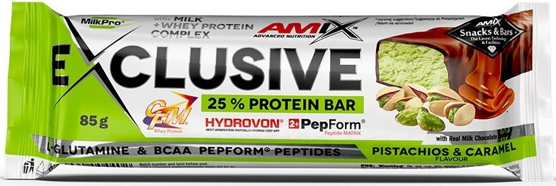 Amix Nutrition Exclusive Protein Bar, 85 g, Pistachios-Caramel...