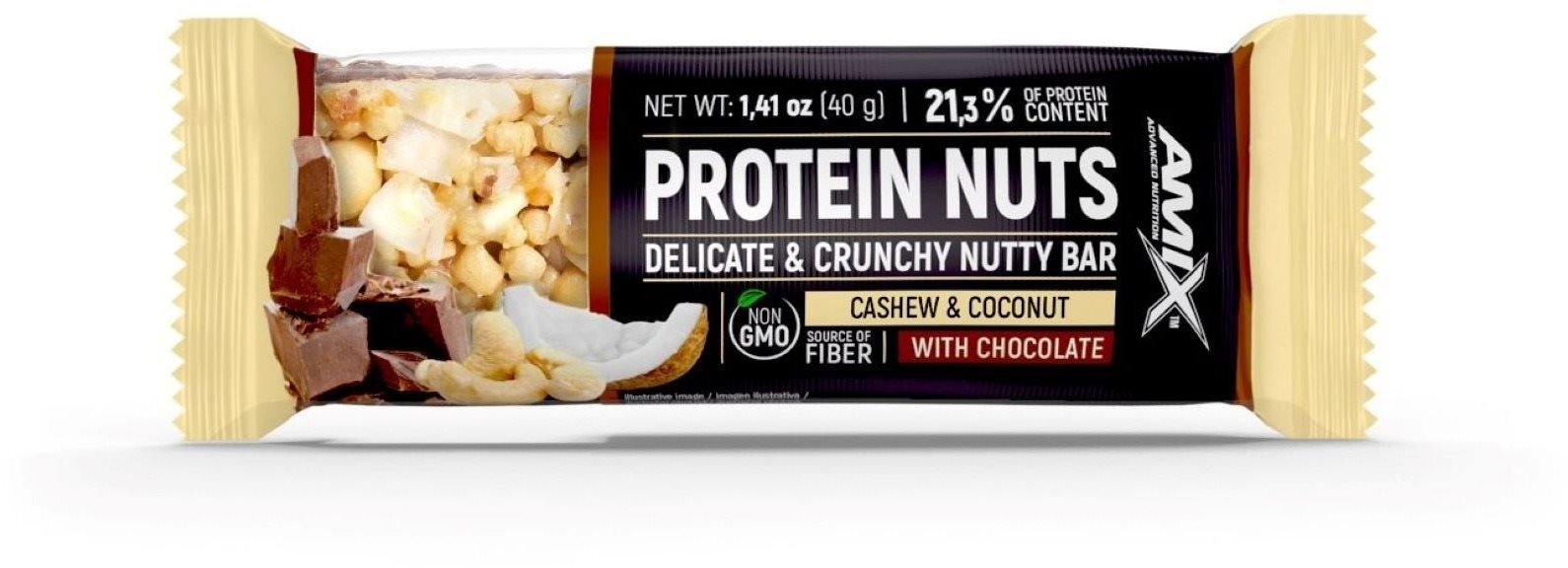Amix Nutrition Protein Nuts Bar, 40 g, Cashew, Coconut Proteínová...