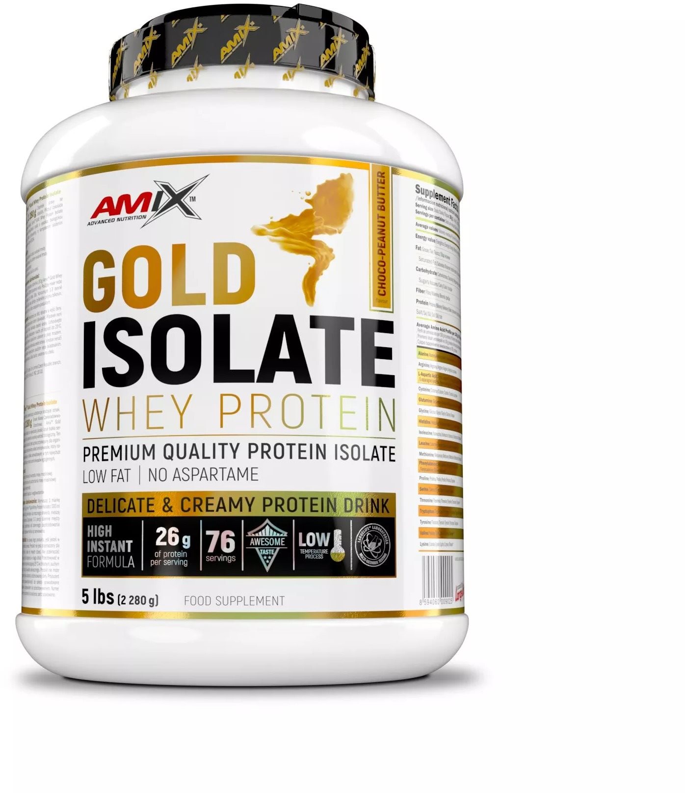 Amix Nutrition Gold Whey Protein Isolate 2280g, Chocolate Peanut...