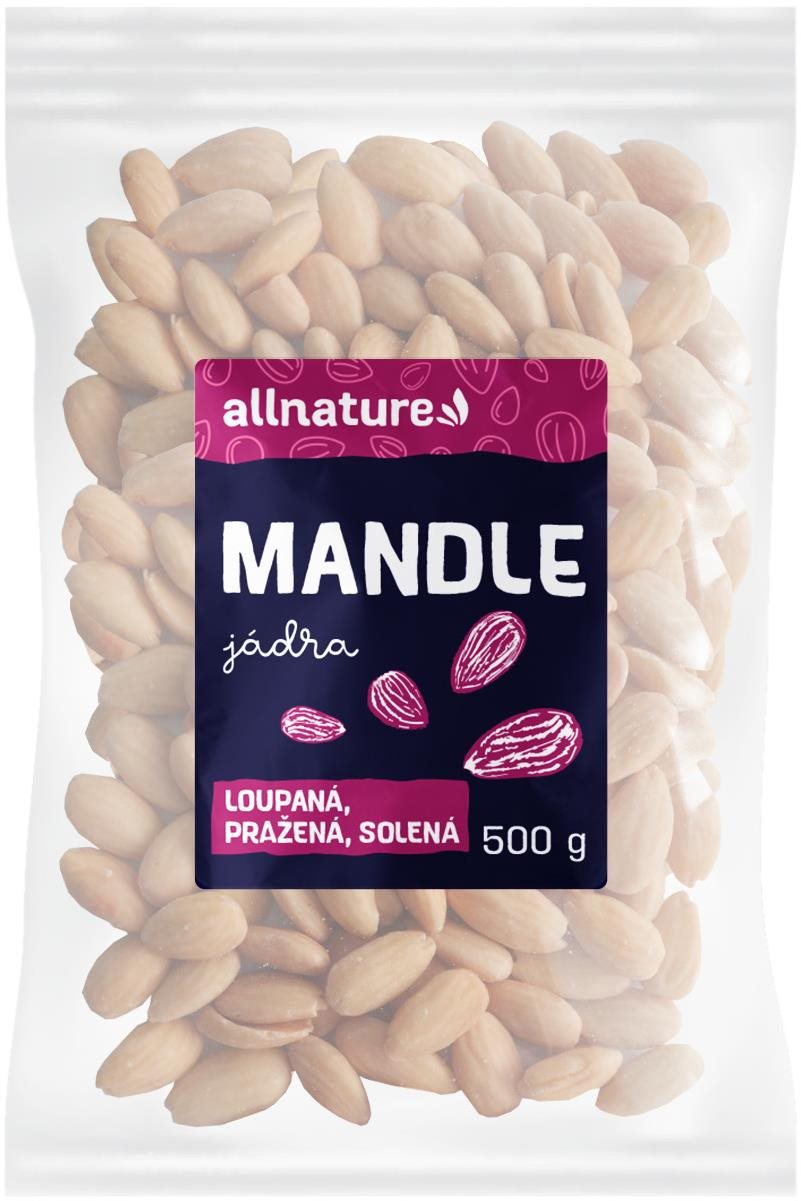 Allnature Mandle lúpané pražené solené 500 g Orechy