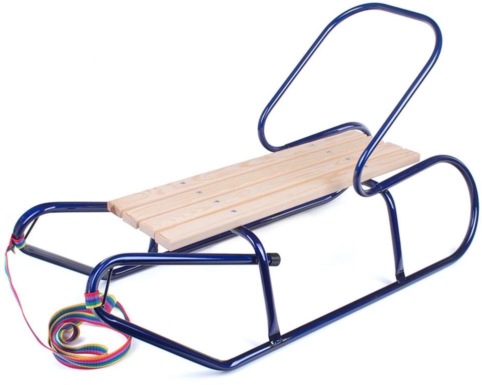 Bayo kovové sánky s operadlom 87 cm modré Sánky