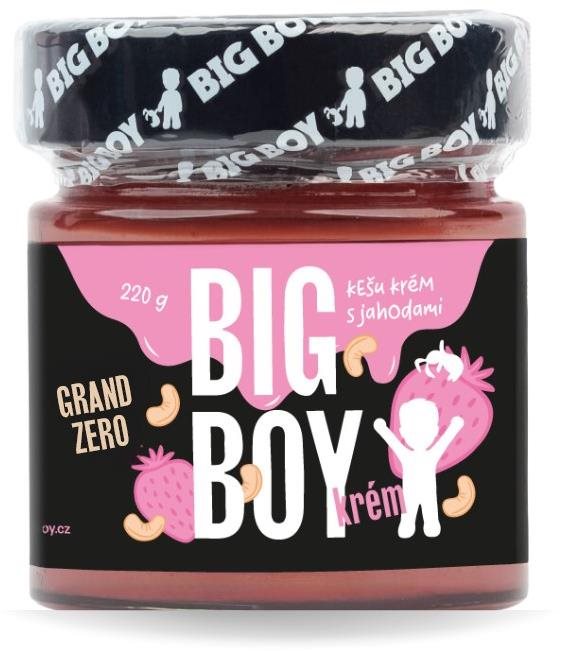 BIG BOY Grand zero jahoda – Kešu krém s jahodami 220 g Orechový krém