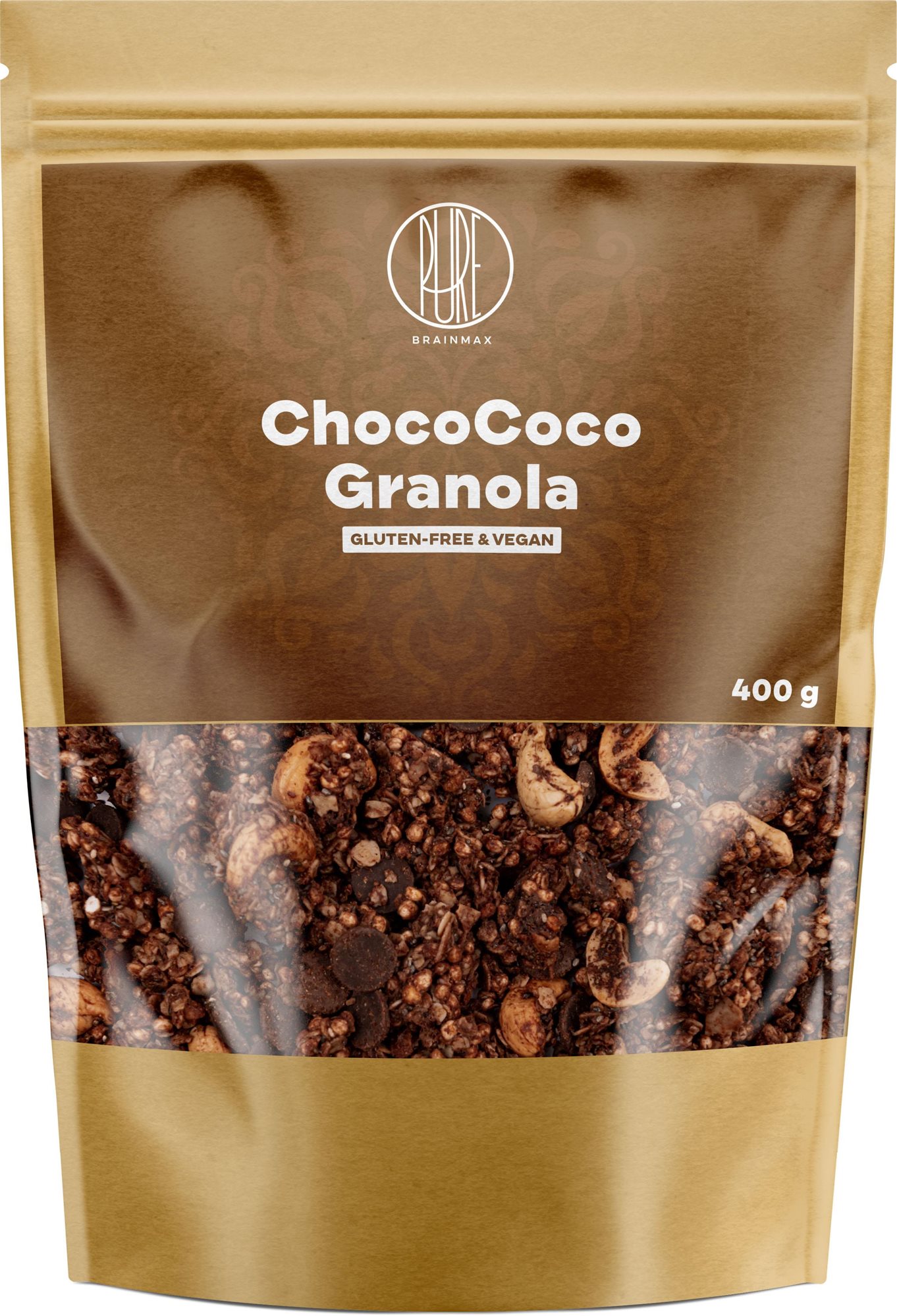 BrainMax Pure ChocoCoco Granola, Čokoláda a Kokos, 400 g Granola