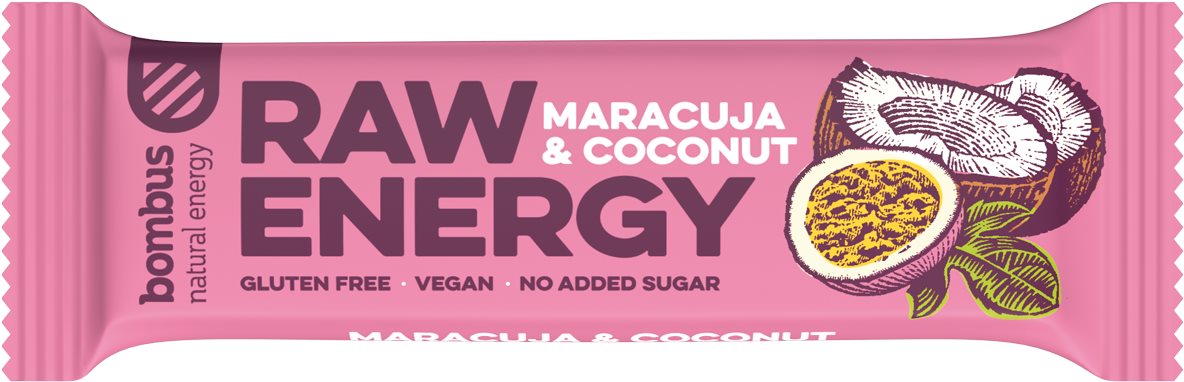 Bombus Raw Energy Maracuja & Coconut 50 g Raw tyčinka
