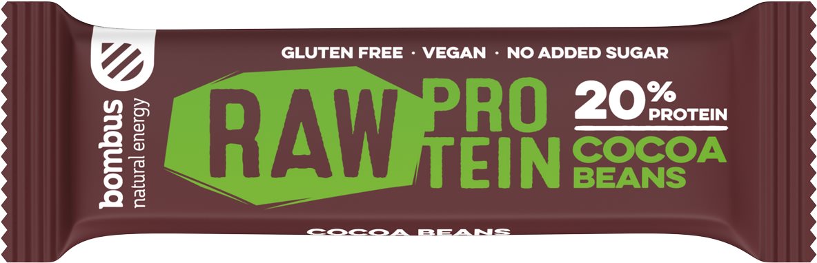Bombus Raw Protein Cocoa beans 50 g Raw tyčinka