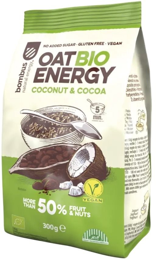 BOMBUS oat BIO energy 300 g, Coconut & Cocoa Ovsená kaša