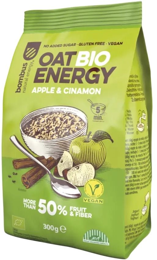 BOMBUS oat BIO energy 300 g, Apple & Cinamon Ovsená kaša