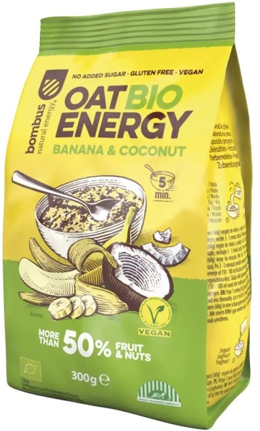 BOMBUS oat BIO energy 300 g, Banana & Coconut Ovsená kaša