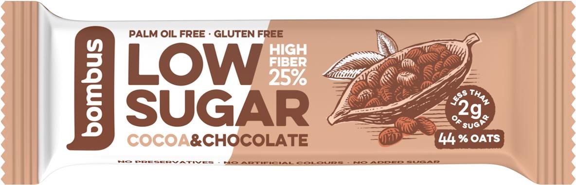 BOMBUS Low Sugar 40 g, Cocoa & Chocolate Raw tyčinka