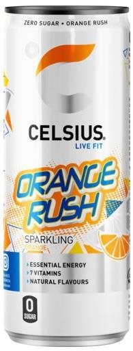 Celsius Orange Rush - Pomeranč - 355 ml Sportovní nápoj