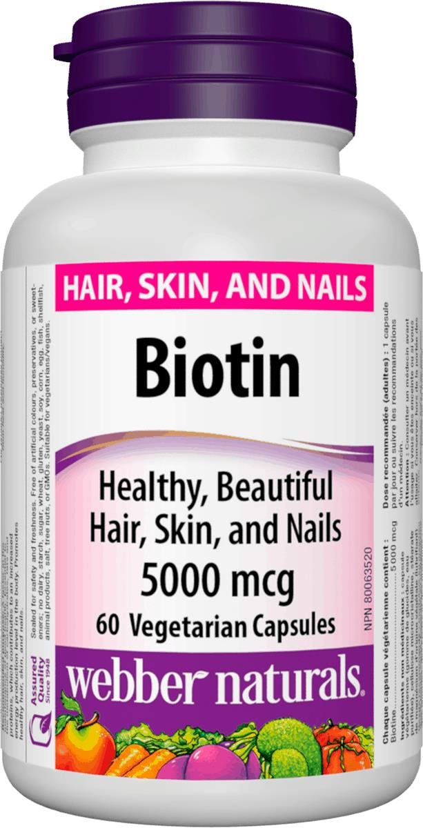 Webber Naturals Biotin 5000 mcg 60 cps Vitamín B