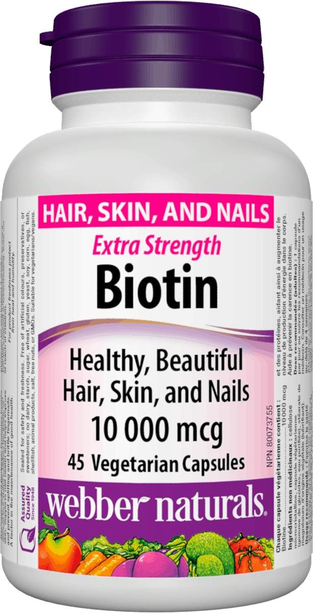 Webber Naturals Biotin 10 000 mcg 45 cps Vitamín B