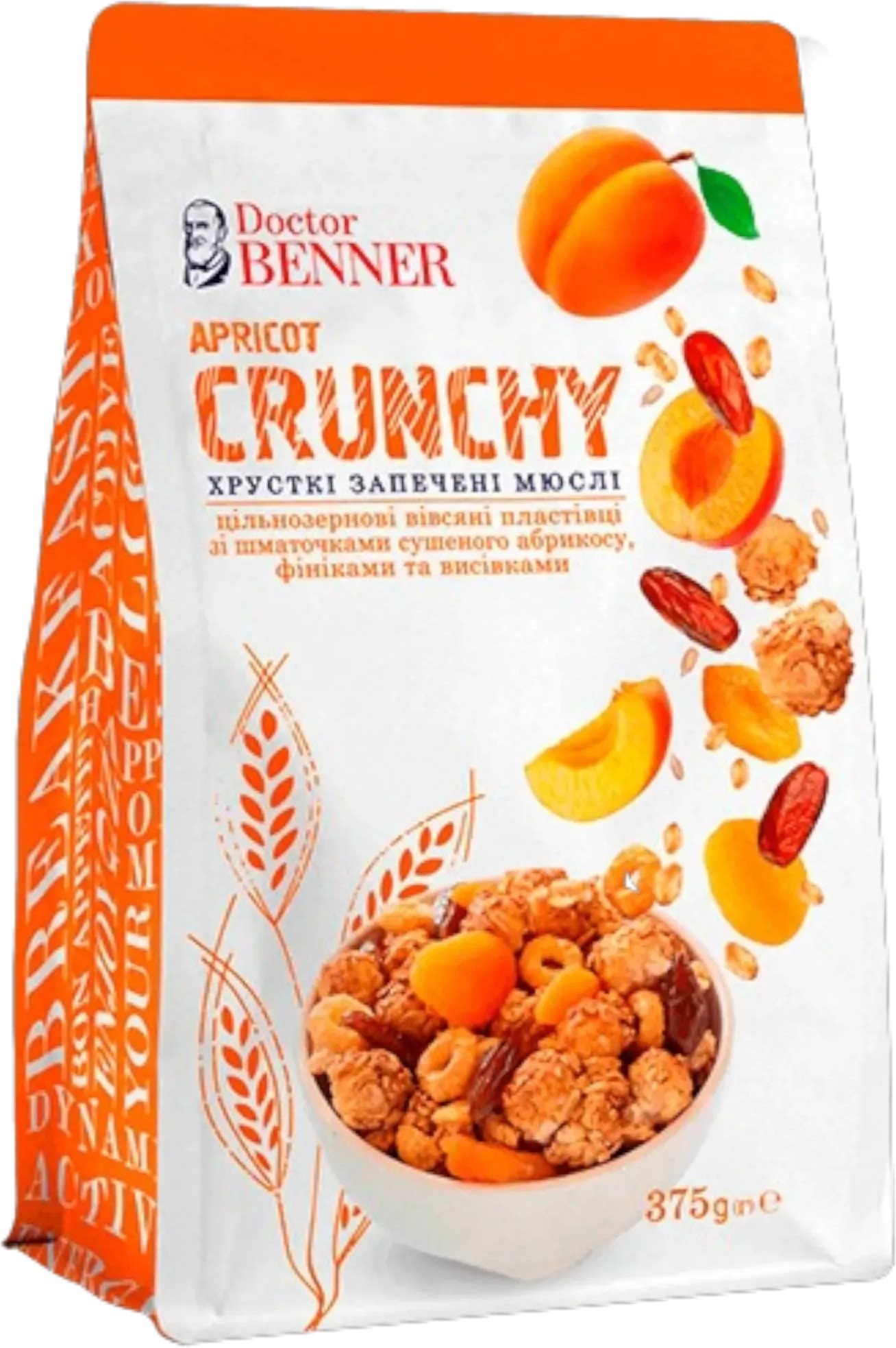 Doktor Benner Chrumkavé zapečené müsli marhuľa – 375 g Müsli
