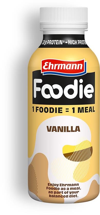 Ehrmann Foodie 400ml, vanília Tartós, teljes tápértékű élelmiszer