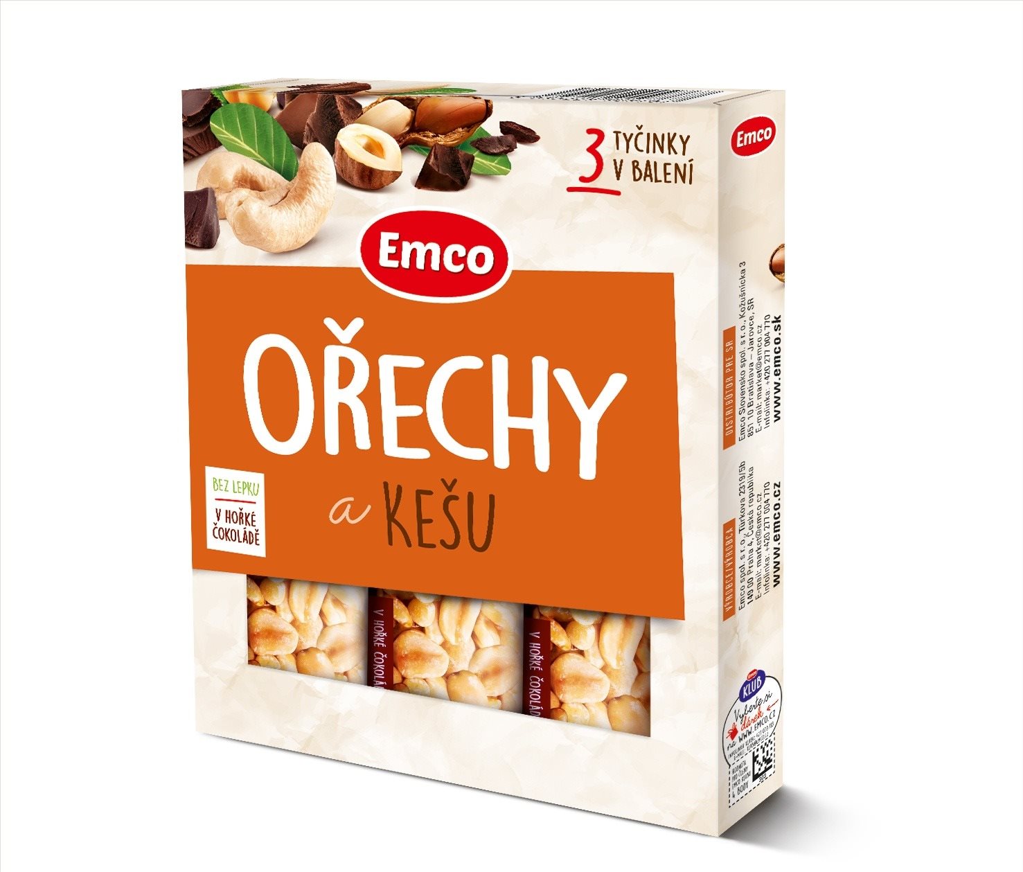 Emco Tyčinka s ořechy a kešu 3x35g Cereální tyčinka