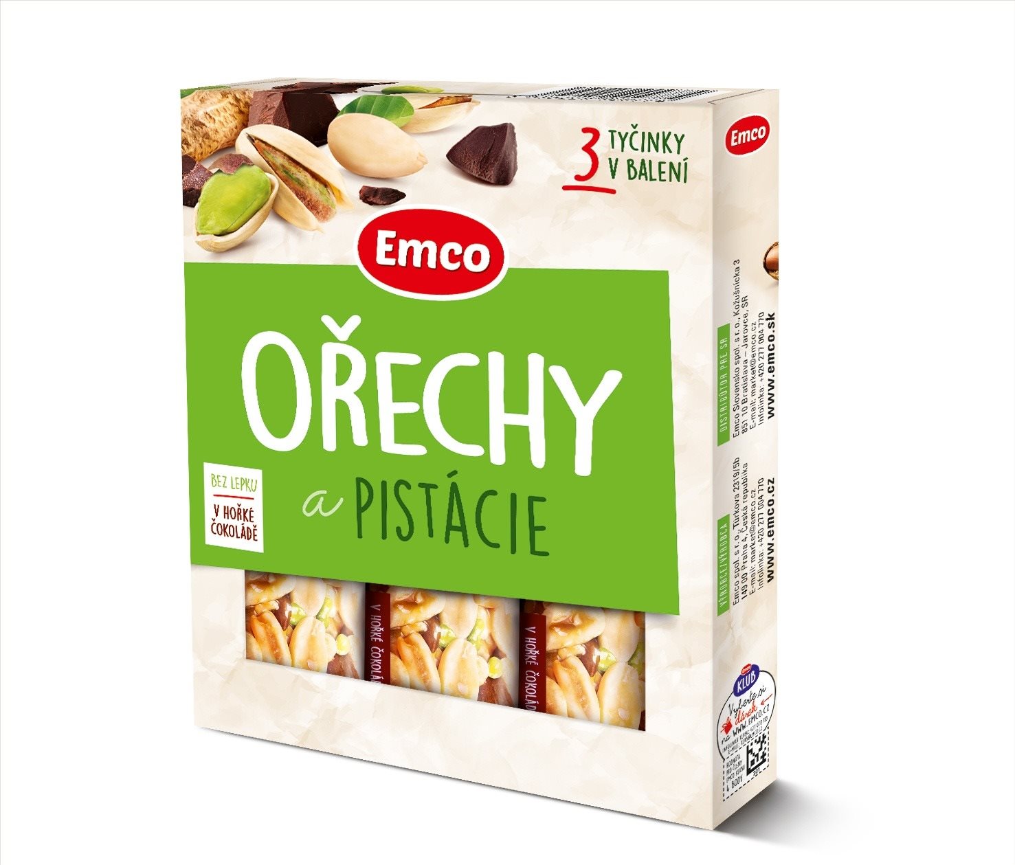 Emco Tyčinka s ořechy a pistácií 3x35g Cereální tyčinka
