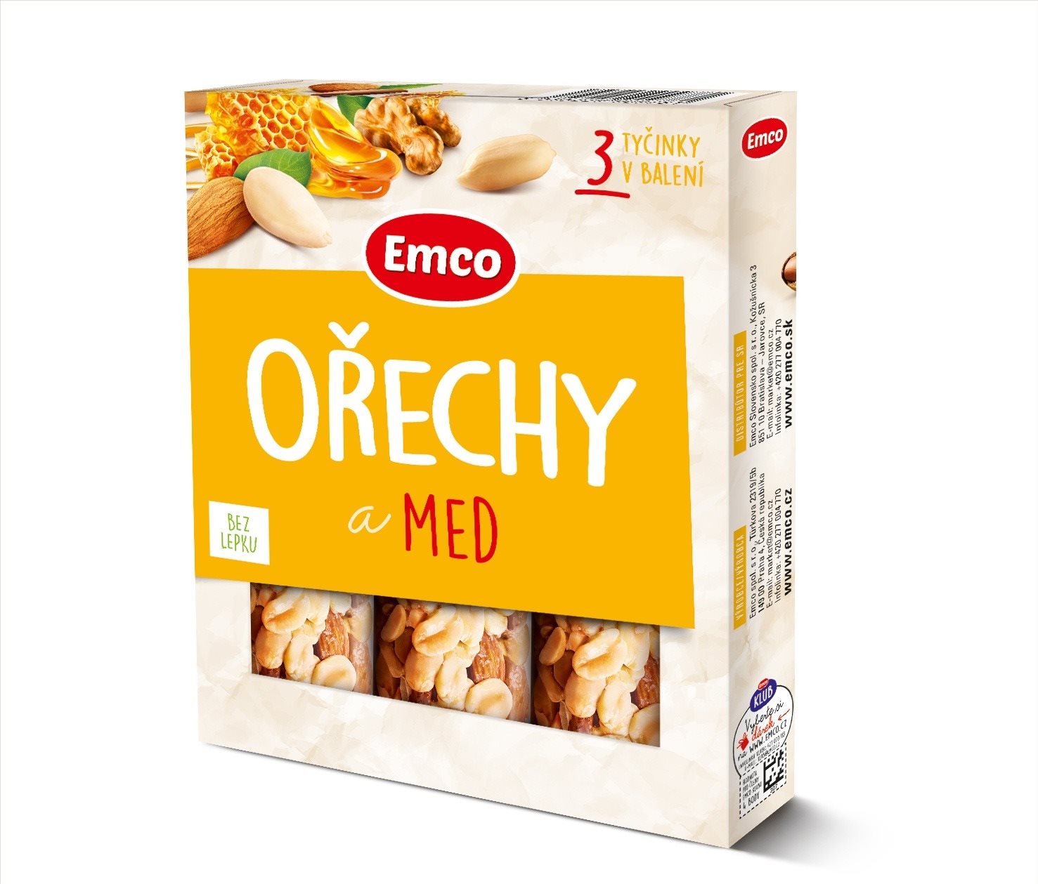 Emco Tyčinka s ořechy a medem 3x35g Cereální tyčinka