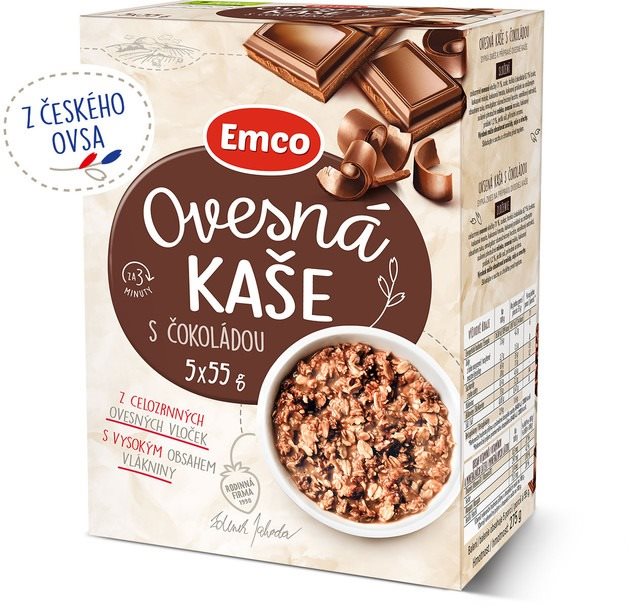 Emco Ovsená kaša s čokoládou 5 × 55 g Ovsená kaša