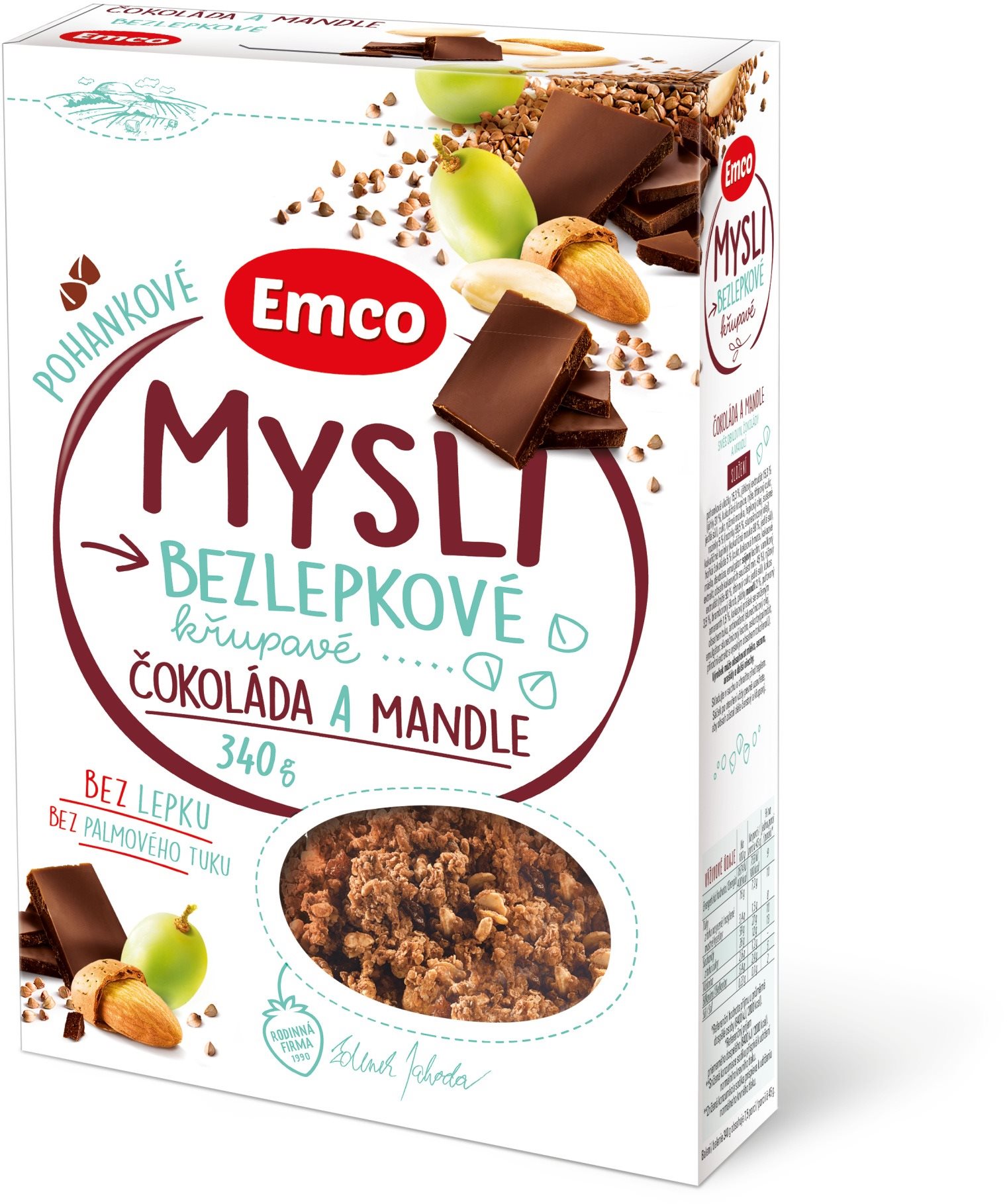 Emco Mysli pohánkové – čokoláda a mandle 340 g Müsli