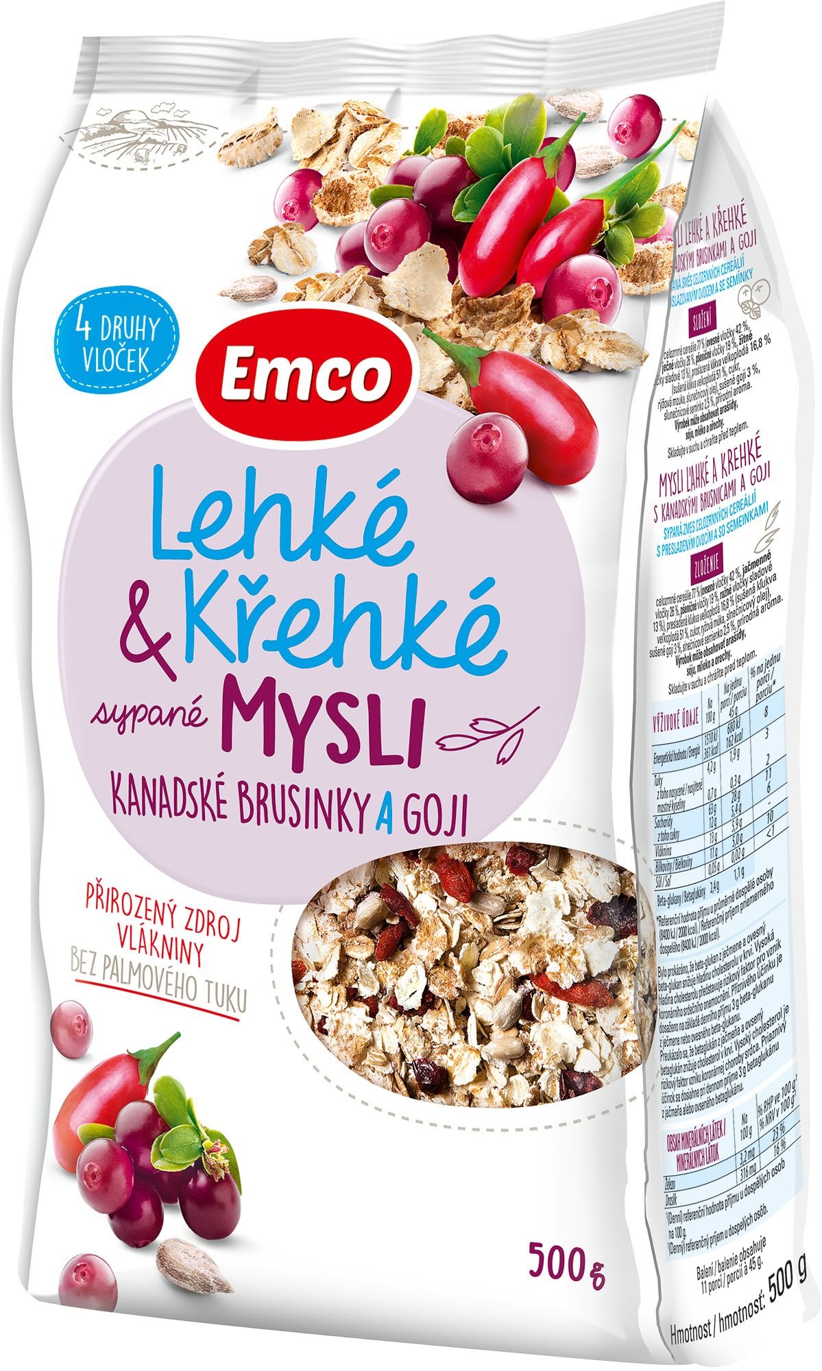 Emco Ľahké & Krehké – kanadské brusnice a goji 550 g Müsli