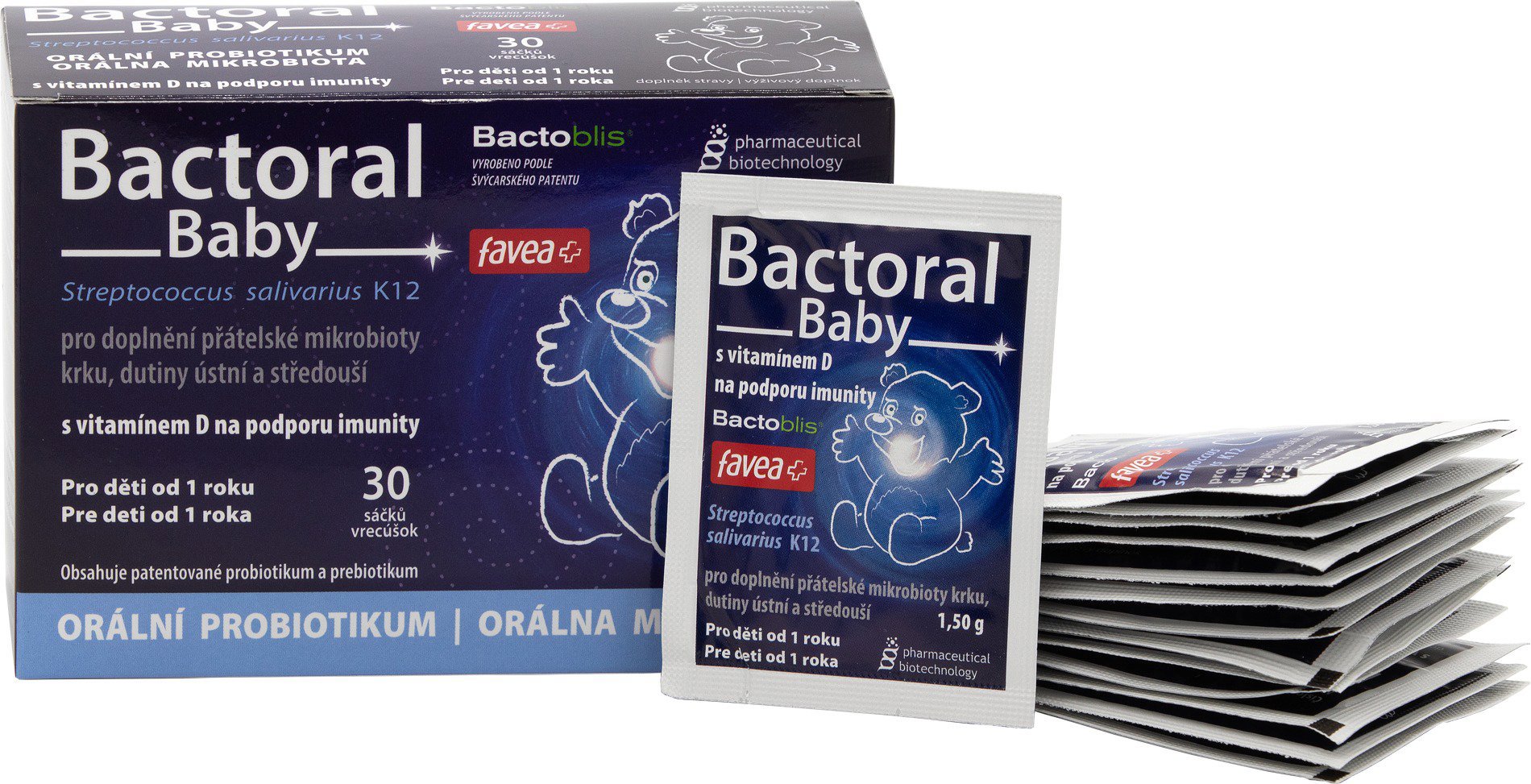 Favea Bactoral Baby s vitamínom D, 30 vreciek Probiotiká