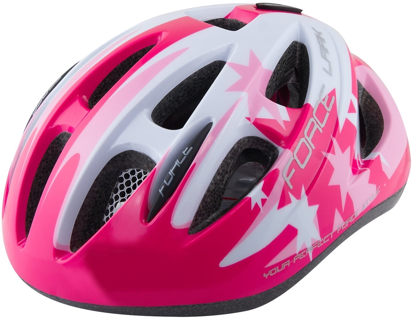 Force LARK detská, ružovo-biela M, 54 cm – 58 cm Prilba na bicykel