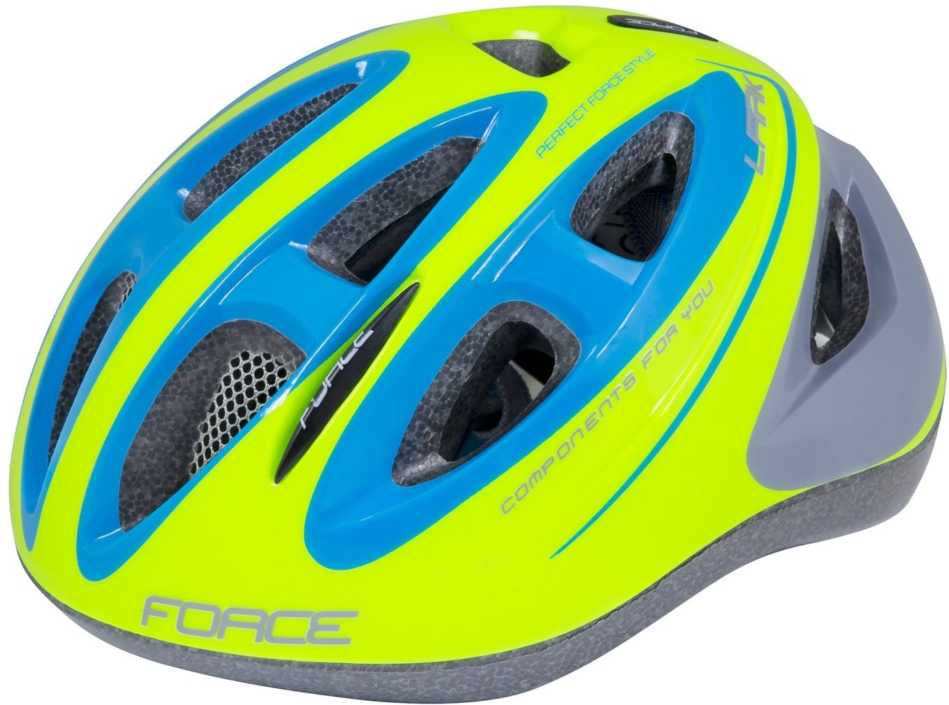Force LARK dětská, fluo-modrá M, 54 cm - 58 cm Helma na kolo
