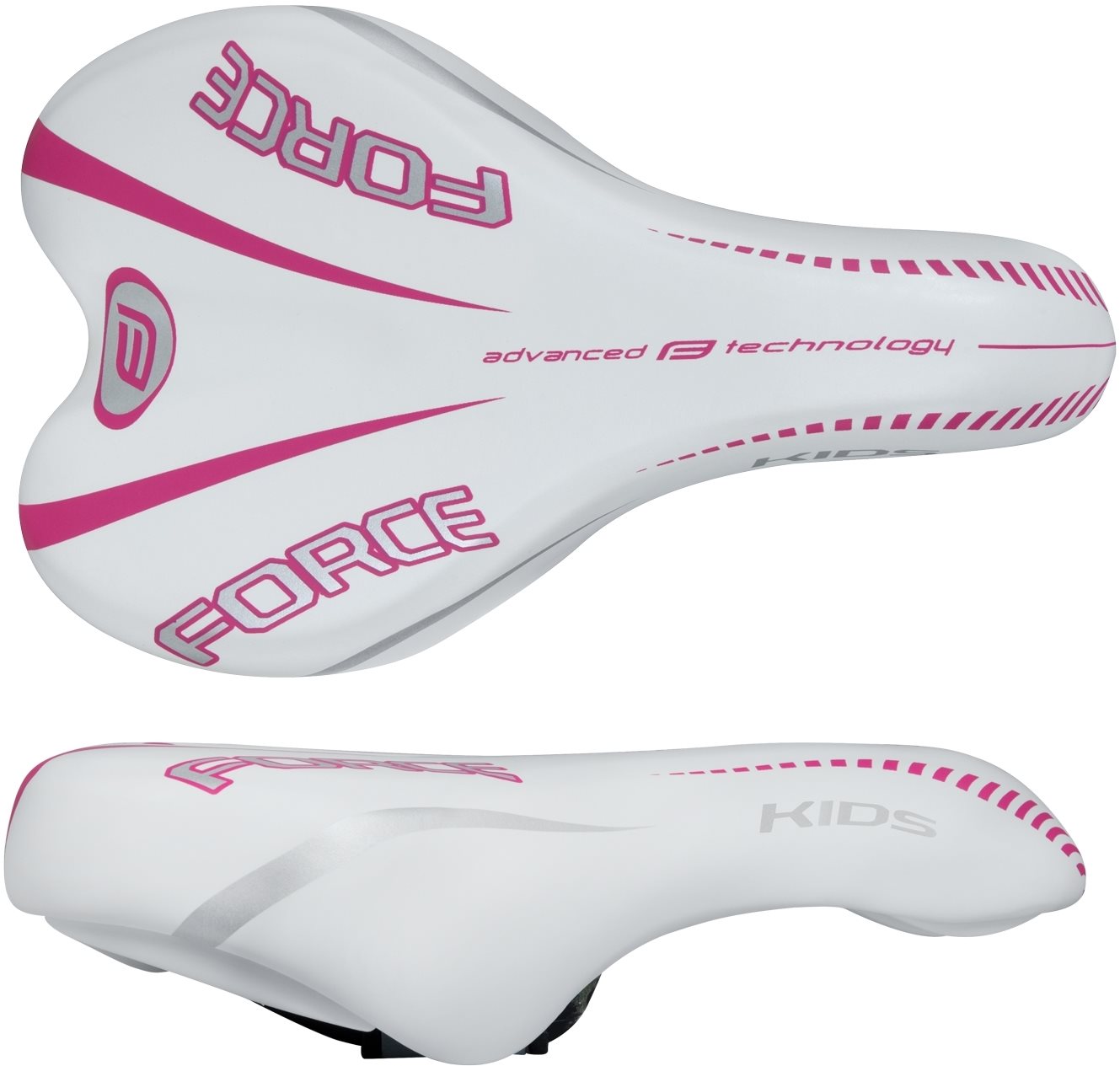 Force KIDS  16-20" dětské, bílo-růžové Sedlo