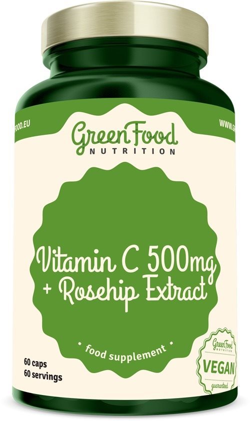 GreenFood Nutrition Vitamín C + Extrakt zo šípok 60 kapsúl Vitamín C