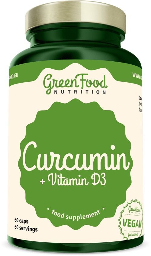 GreenFood Nutrition Curcumin + Vitamín D3 60 kapsúl Doplnok stravy