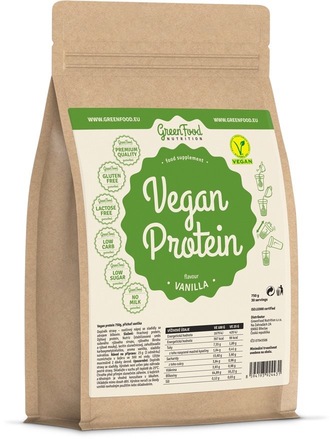 GreenFood Nutrition Vegan protein 750g, vanilla Protein