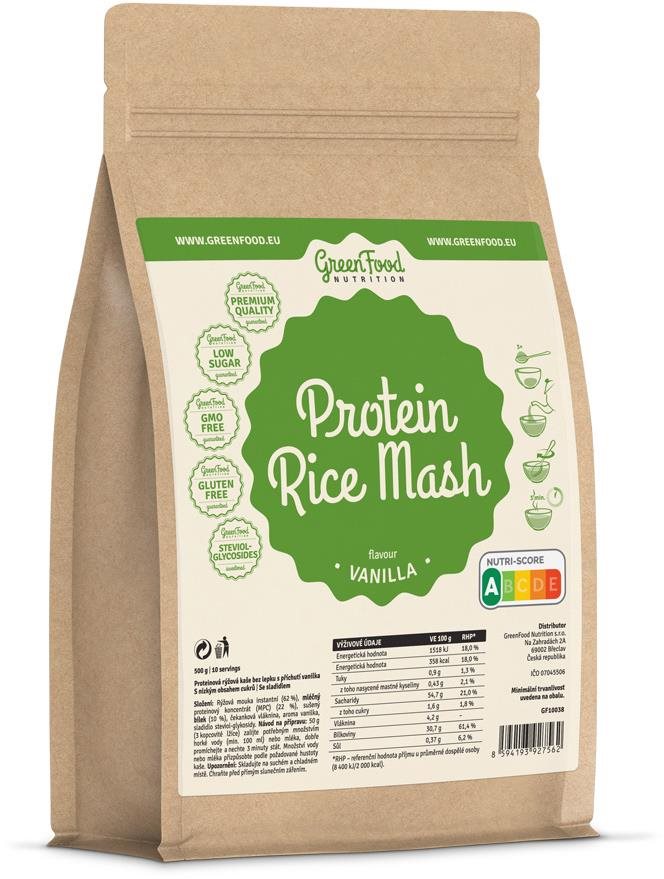 GreenFood Nutrition Protein Rice Mash 500 g vanilla Rýžová kaše
