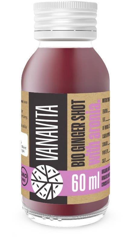 VanaVita Bio Ginger shot with aronia, 60 ml Sportovní nápoj
