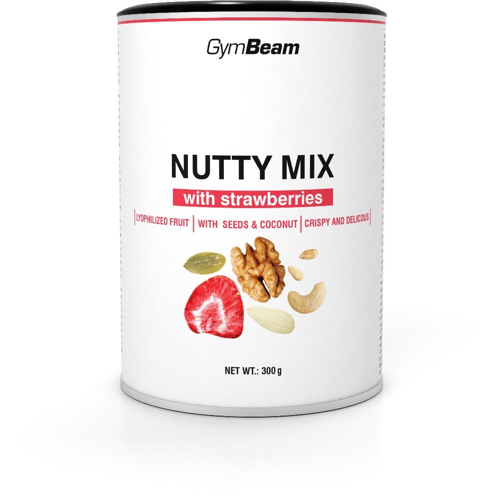 GymBeam Nutty Mix s jahodami 300 g Orechy