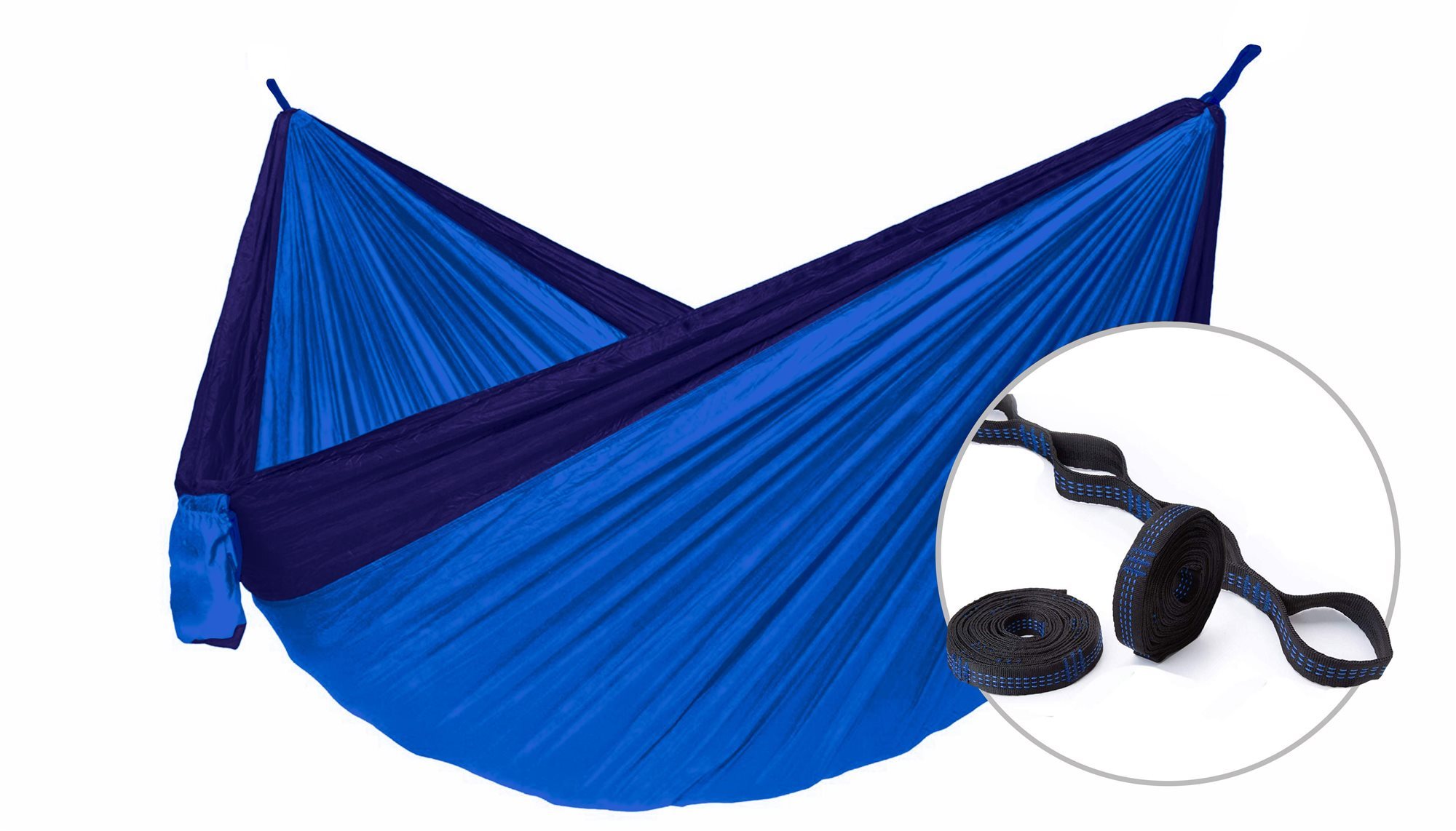 HAMAKA Camping (modrá)+Tree strap SET Houpací síť
