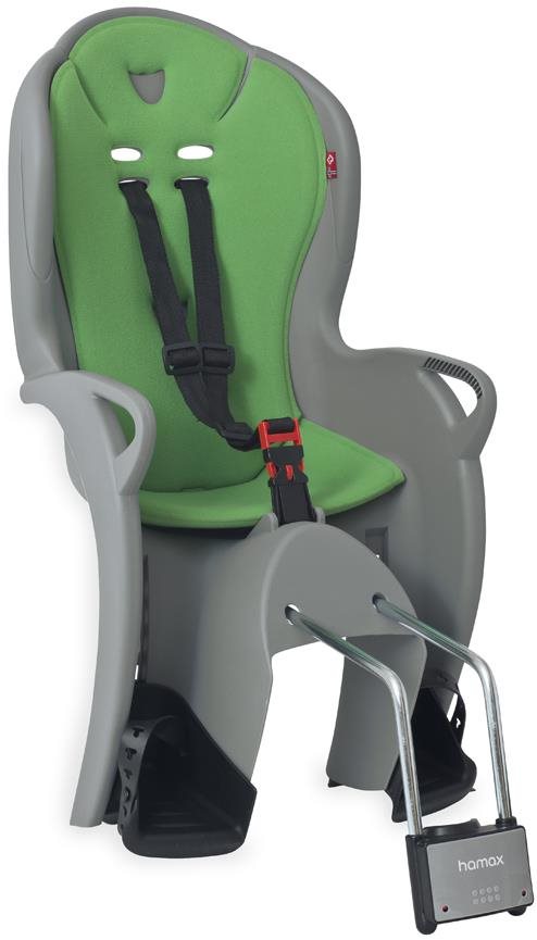 HAMAX Cyklosedačka s uzamykateľným zámkom Kiss grey/green Detská...