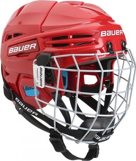 Bauer Prodigy Combo YTH, červená, Dětská, 48-53cm Hokejová helma