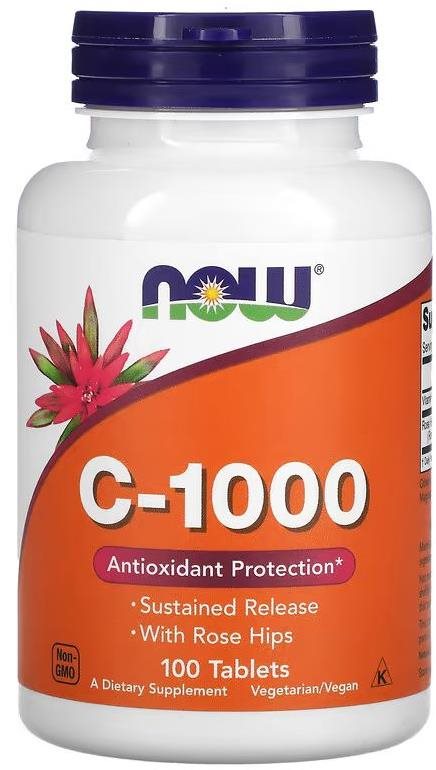 NOW Foods Vitamin C-1000, s šípky a bioflavonoidy, 100 tablet...