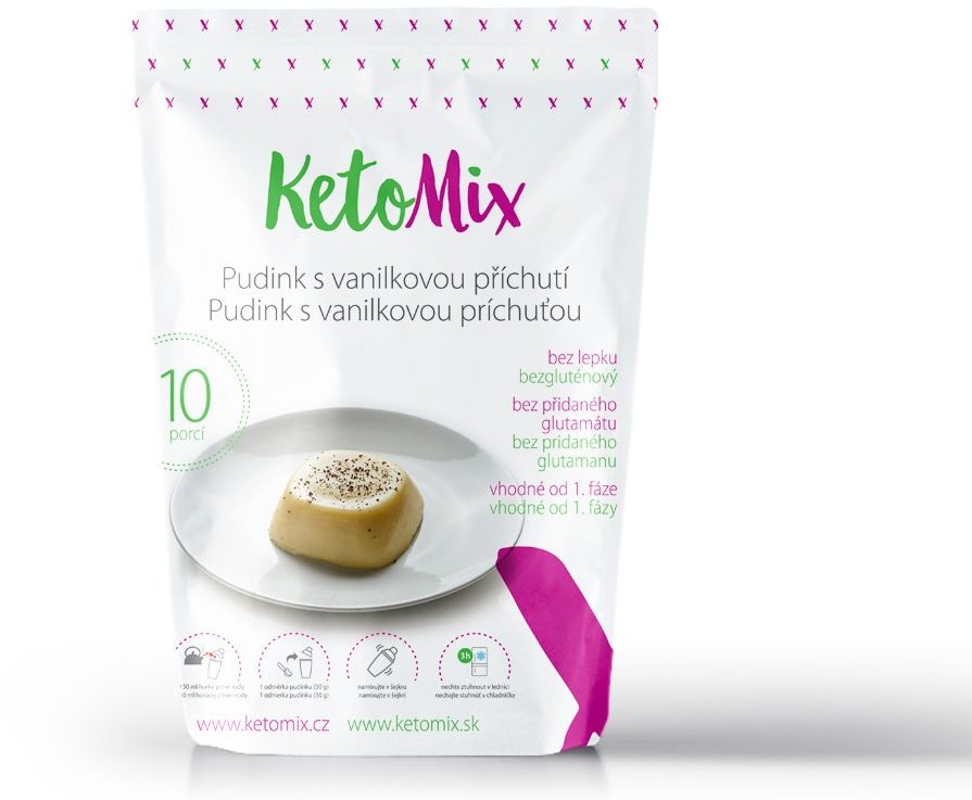 KetoMix Proteínový puding s vanilkovou príchuťou – 300 g (10...