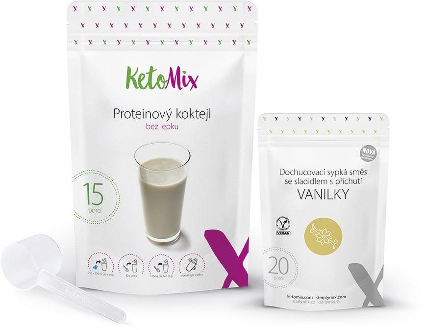 KetoMix Proteínový koktejl KetoMix 450 g – 15 porcií (vanilka) Keto...