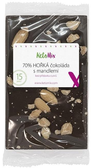 KetoMix 70 % Horká čokoláda s mandľami 100 g Čokoláda